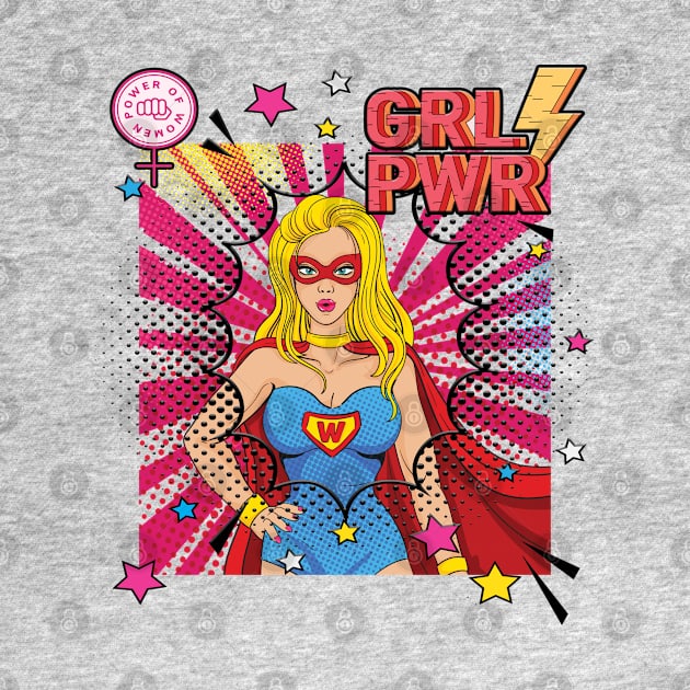 GRL Power Pop Art Super Hero by By Diane Maclaine